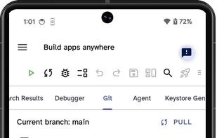 Git version control is built into the app.