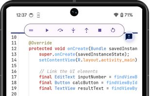 Code on the Go's debugger doesn't require ADB or a second device. 