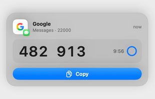The banner that appears when a code arrives