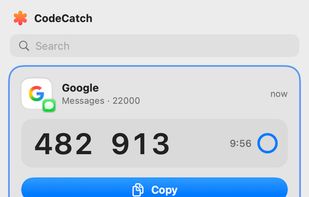 The menu: the newest code on top, recent codes and sign-in links below