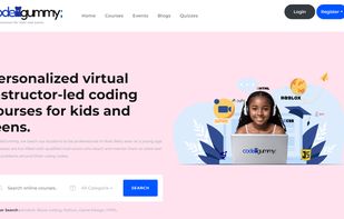 Our welcome page were you can search for a course for the young ones.