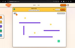 A project open in the CodeIt studio, with the view that shows the code behind it.