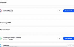 You can see all your teams and projects on Codemagic's dashboard.