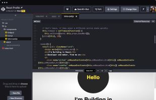 Build Entire Projects:
Projects is the most powerful feature of CodePen. It's a full blown IDE right in the browser, with automatic preprocessing, drag and drop uploading, live previews, website deployment, and much more.