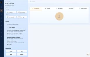 record: paanch input options dikhte hain (Live, Dictate, Text, Photos, Upload)