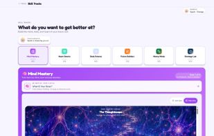 Skill Tracks — six character-led learning tracks covering critical thinking, EQ, AI literacy, money skills, and more