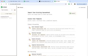 You can import existing spreadsheet from your Google sheets, or create new parser from templates.