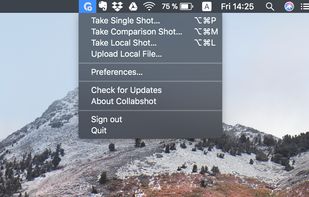 Desktop App. System tray menu