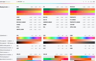 Web interface: live conversion across spaces, grouped by category.