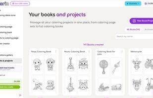 Organize your creations into coloring books and projects, manage full books ready to publish on Amazon KDP or Etsy.