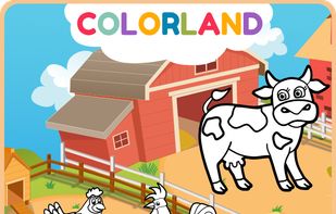 Colorland: Coloring and Sounds for Kids - farm coloring scene, hen, rooster, cow, tractor, sheep