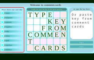 a comment card type website example big screen