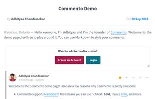 This is what an example comments section looks like. Commento allows nested/threaded comments, OAuth, markdown, and much more.
