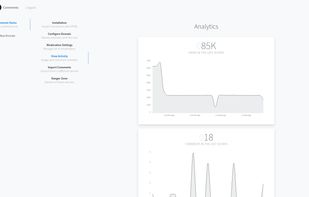 Commento's dashboard includes various moderation tools, settings, statistics and other options.