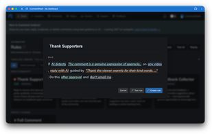 Edit a rule in simple sentences, get awesome keyword or ai comment matching