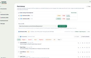 Post cleanup: load every comment on a post or ad, then clear the junk in bulk.