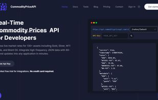 Homepage of Commodity Price API.