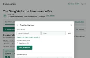 Option to create email groups and email the invitation to your invitees.