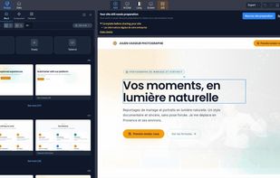 713 ready-made sections organized by type (Hero, Features, Testimonials, etc.), each with a live preview
