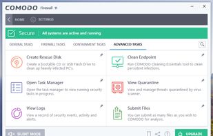 Tasks view, showing advanced tasks