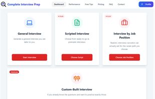 Complete Interview Prep's dashboard