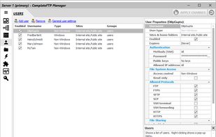 User accounts - unlimited users, independent of Windows accounts