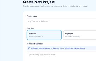Page de création de nouveau projet