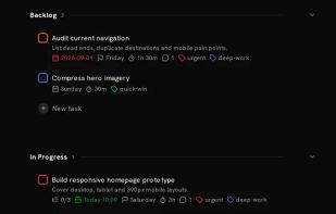 Sections. Tasks within projects can be sorted into sections.
