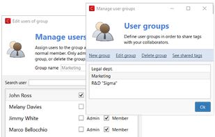 Manage user groups with different levels of privileges.