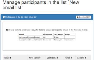 Participant management page
