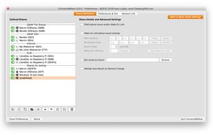 For each network share or SSH connection, the user can set some advanced options like Wake on LAN, PING etc.