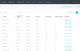 Event Manager's Panel - Transactions List