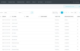 Event Manager's Panel - Attendee List