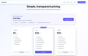 pricing page