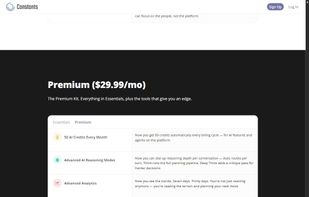Premium plan ($29.99/mo) features on the Constants pricing page.