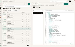 Compose stacks stay plain files on disk. Edit them in the built-in editor with line numbers and see a diff before you deploy.