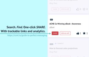 Tracking URLs for every asset. Analytics on every engagement by rep and prospect views.