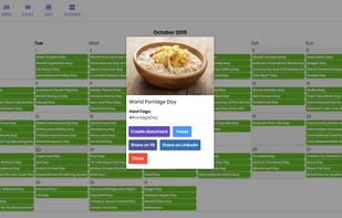 The social media calendar gives you content ideas for thousands of events every year.