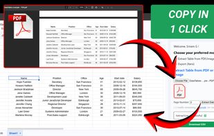 Copy any tabular data from PDF to Google Sheet in 1 click