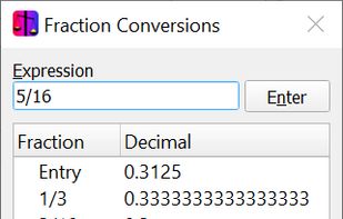 Fraction Conversion window