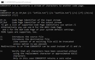 CONVERTCP text file converter help text