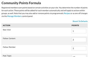 Gamification tools, to incentivize actions in the forum and reward active users.
