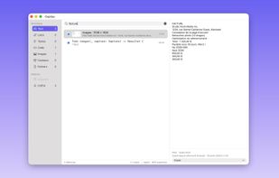 Search finds text inside screenshots and images thanks to local OCR.