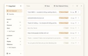 Search, pin and reuse text from your clipboard history.