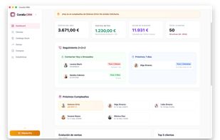 Dashboard: Key business metrics, 2+2+2 follow-ups, and birthday alerts.