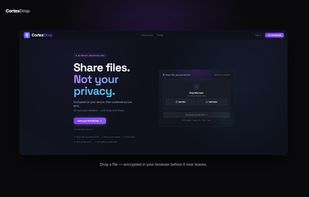 Drop a file — it's encrypted in your browser before it uploads.