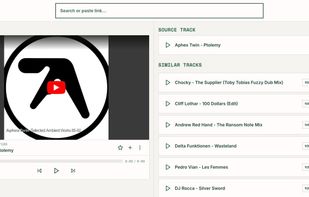 A track page, with the closest matches by audio similarity and their match scores.