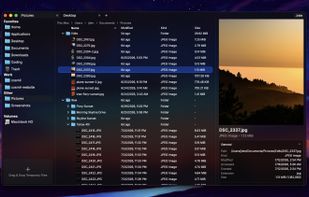 Screenshot of Cosmil on the desktop in single pane layout with the preview pane open