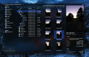 Screenshot of Cosmil on the desktop in dual pane layout with the preview pane open