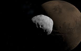 Phobos orbiting Mars